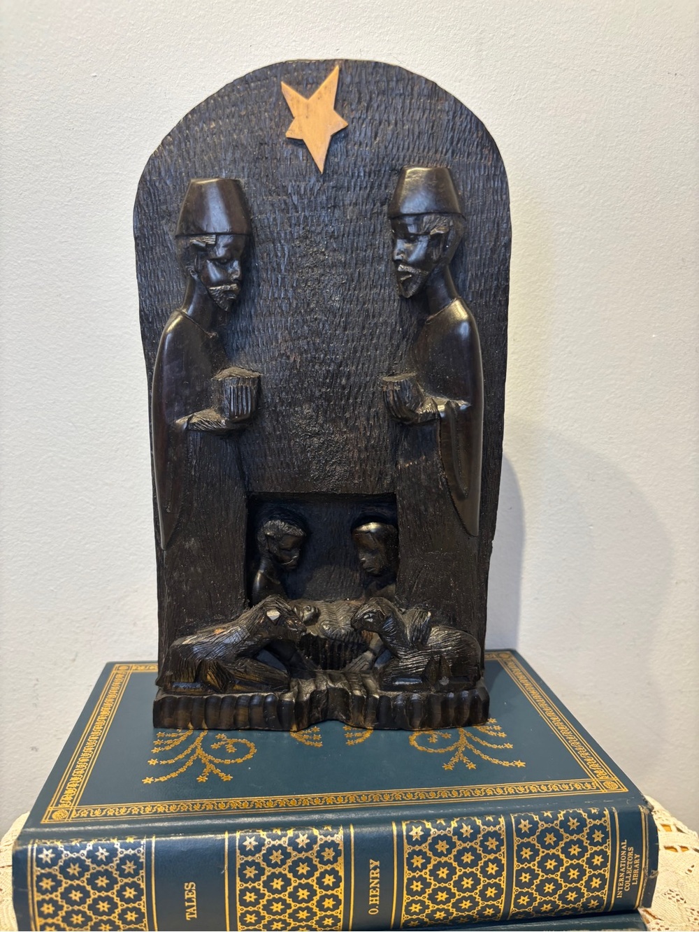 African Hand Carved Wooden Nativity Scene Statue Sculpture Jesus Mary Primitive